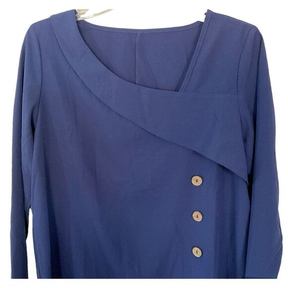 Navy Long Sleeve Blouse NWOT - Picture 2 of 3
